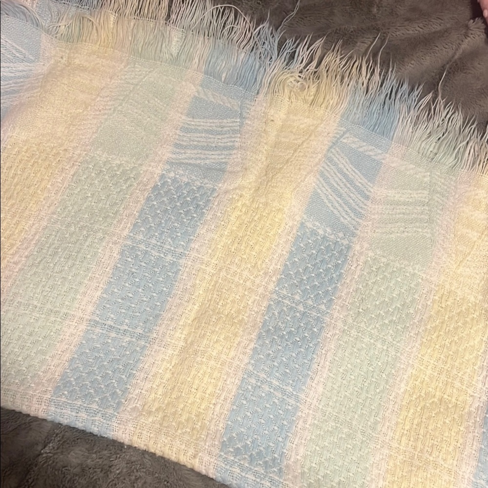 Pastel Striped Fringe blanket